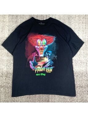 Six Flags Fright‎ Fest Over Texas XL Black Graphic T-Shirt Halloween